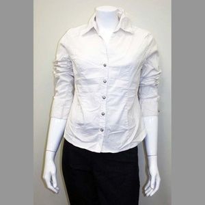 White Button Stretch Blouse - Free w/ ANY purchase